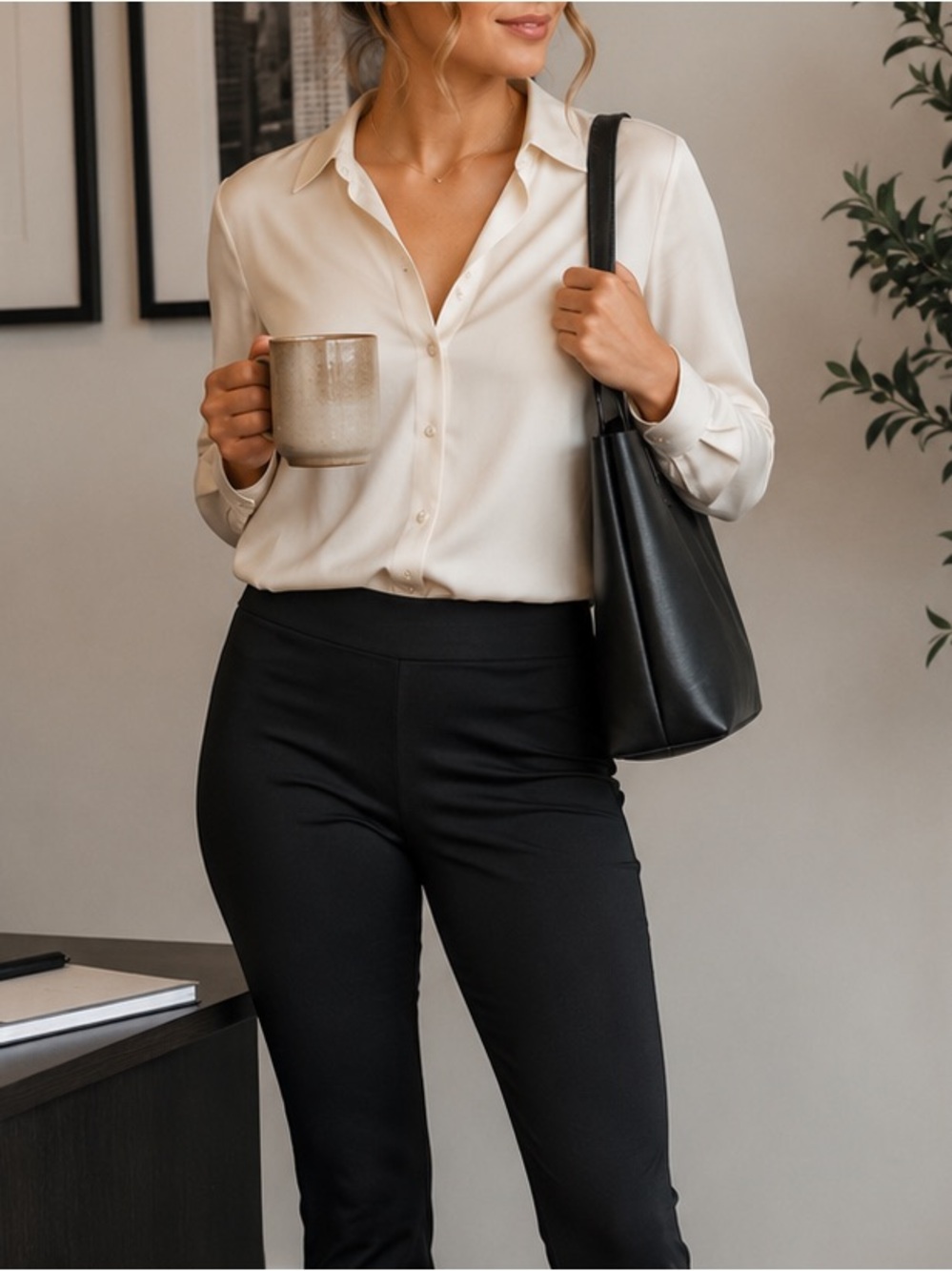 Dalia Black Pull-On Dress Pants Leggings Size 10 Career Office Pants